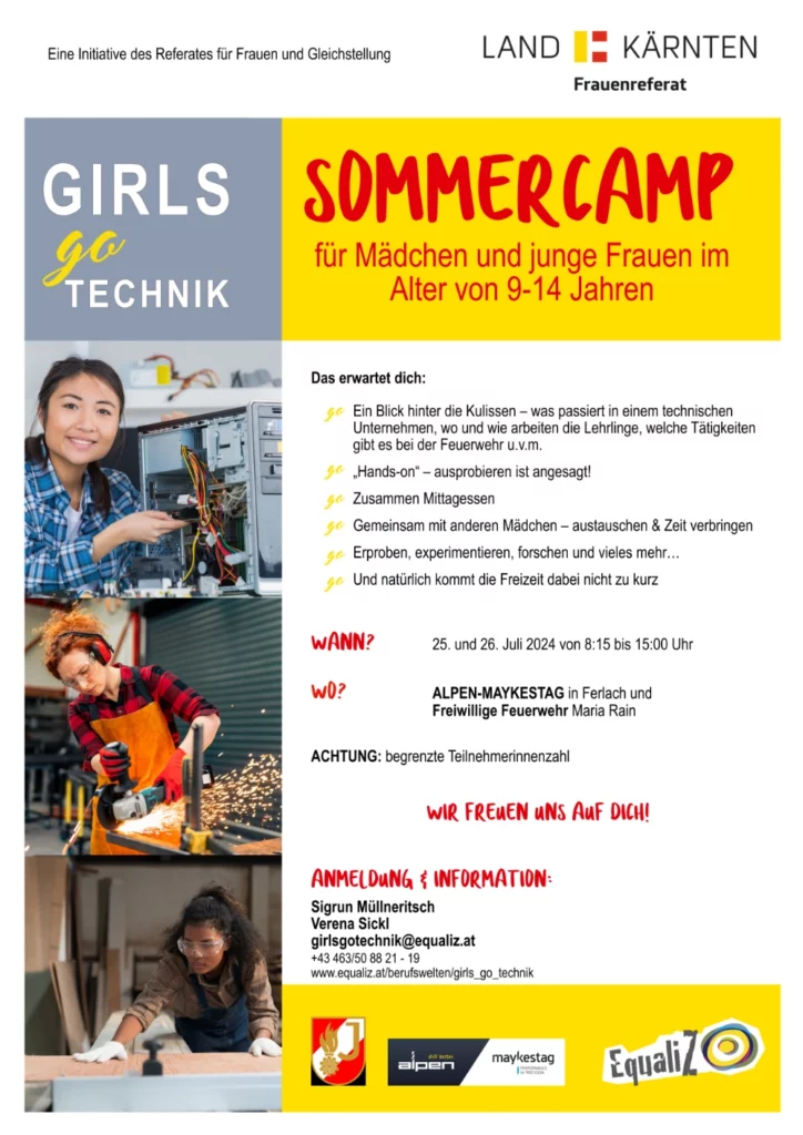 Ankündigung (Poster) für das Girls go Technik Sommercamp 2024